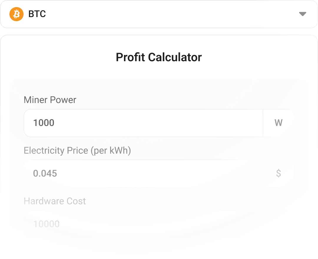 Profit calculator interface