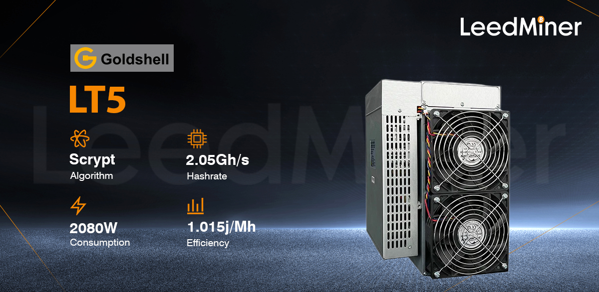 Model Lt5 From Goldshell Mining Scrypt Algorithm With A Maximum Hashrate Of 2.05Gh/S For A Power Consumption Of 2080W