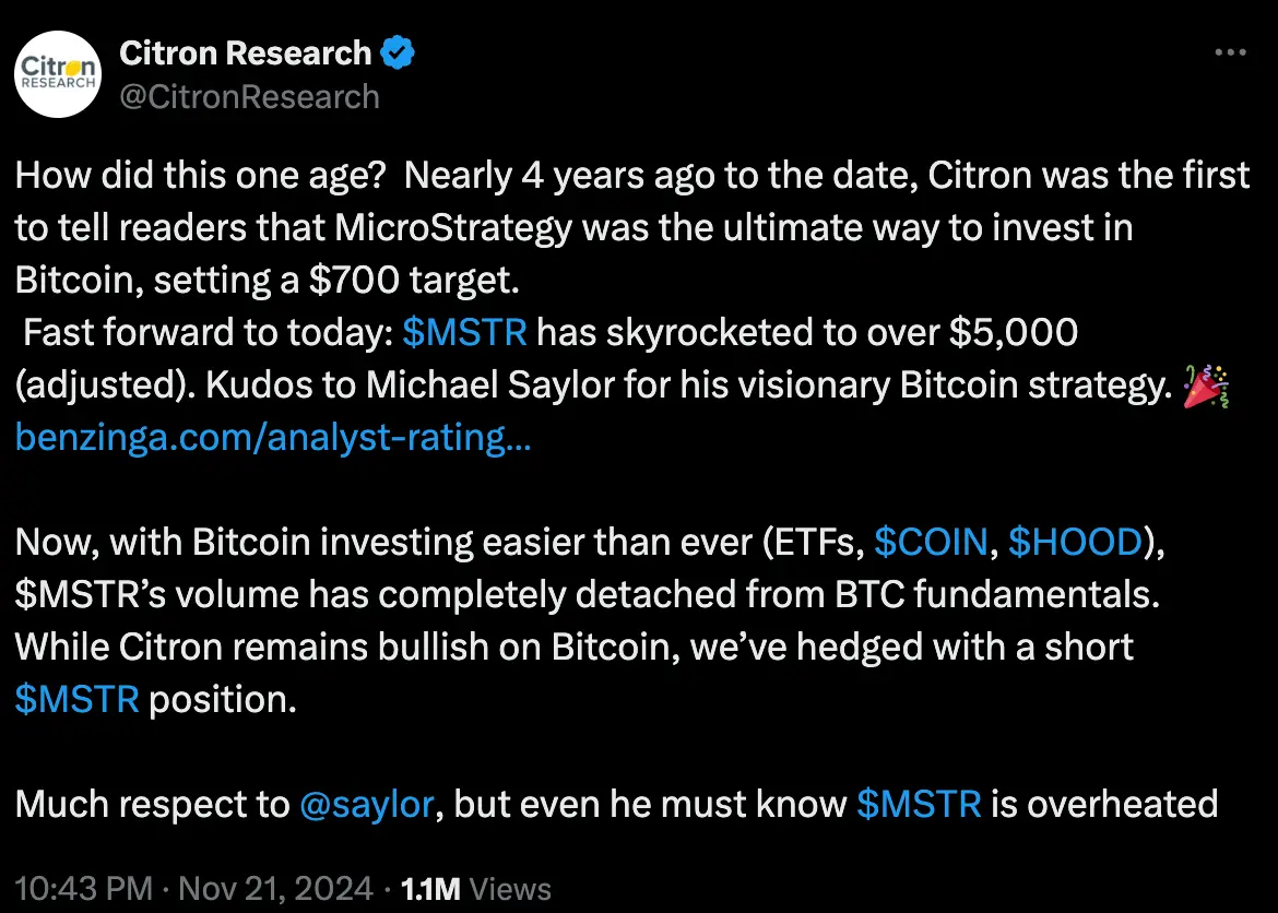 Shorting MicroStrategy: Will Citron Research Lose Again?